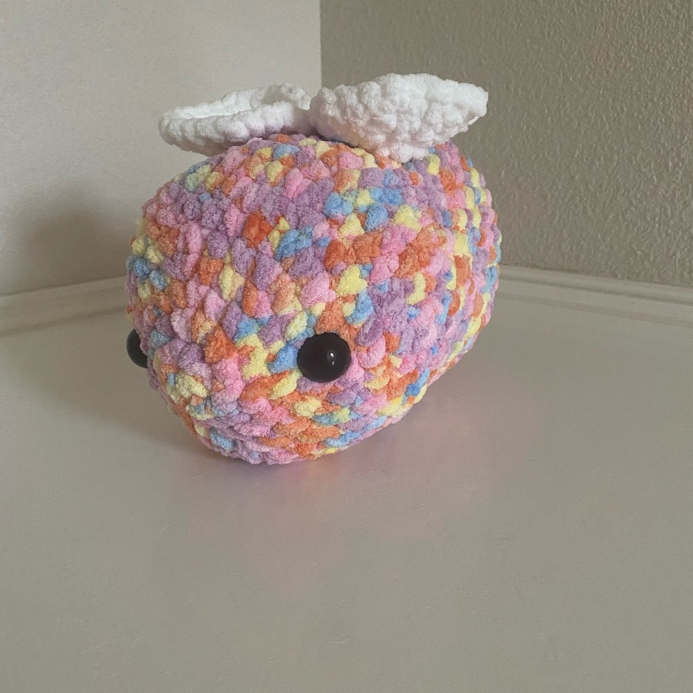 Rainbow crochet bee! Handmade crochet bee!